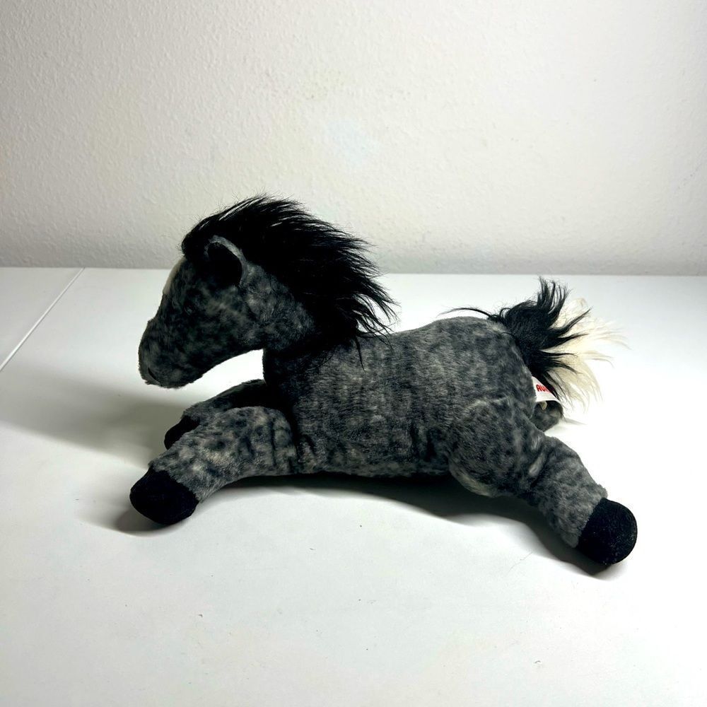 Aurora Black Grey Spotted Appaloosa Horse Flopsie Plush 12” Stuffed Animal Lovey